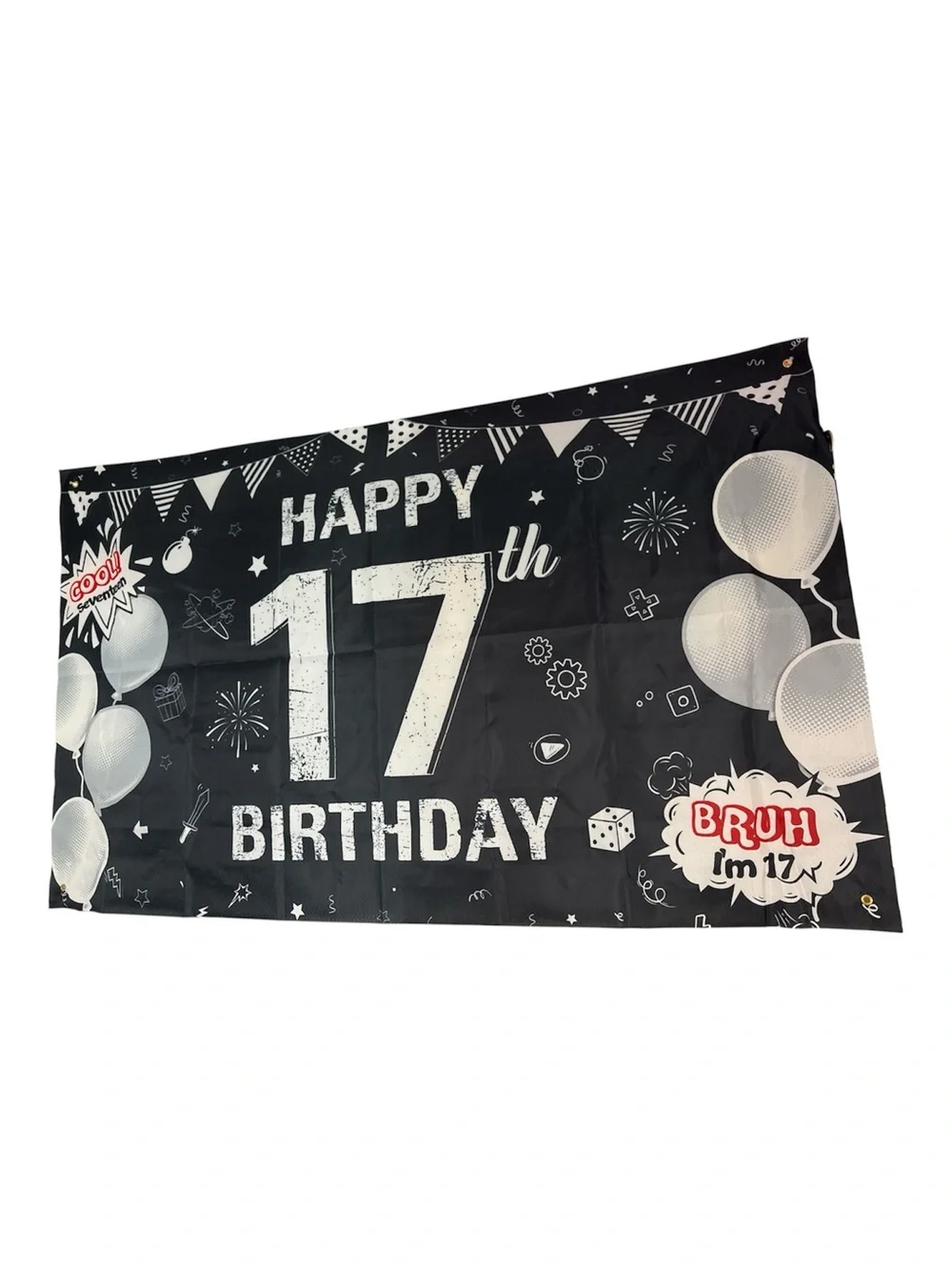 Bruh It's My 17th Birthday Black Party Banner Set